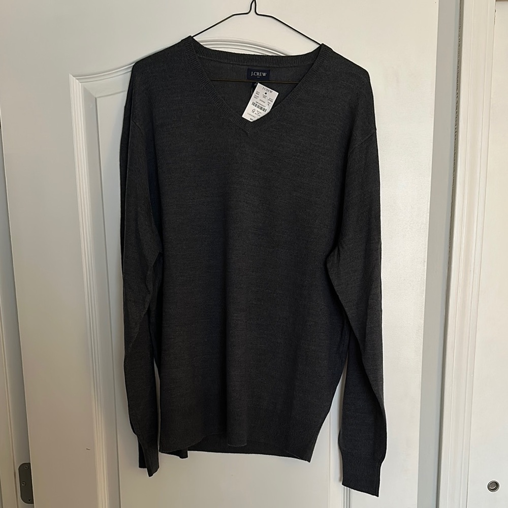 J. Crew Dark Charcoal Gray V-Neck Sweater